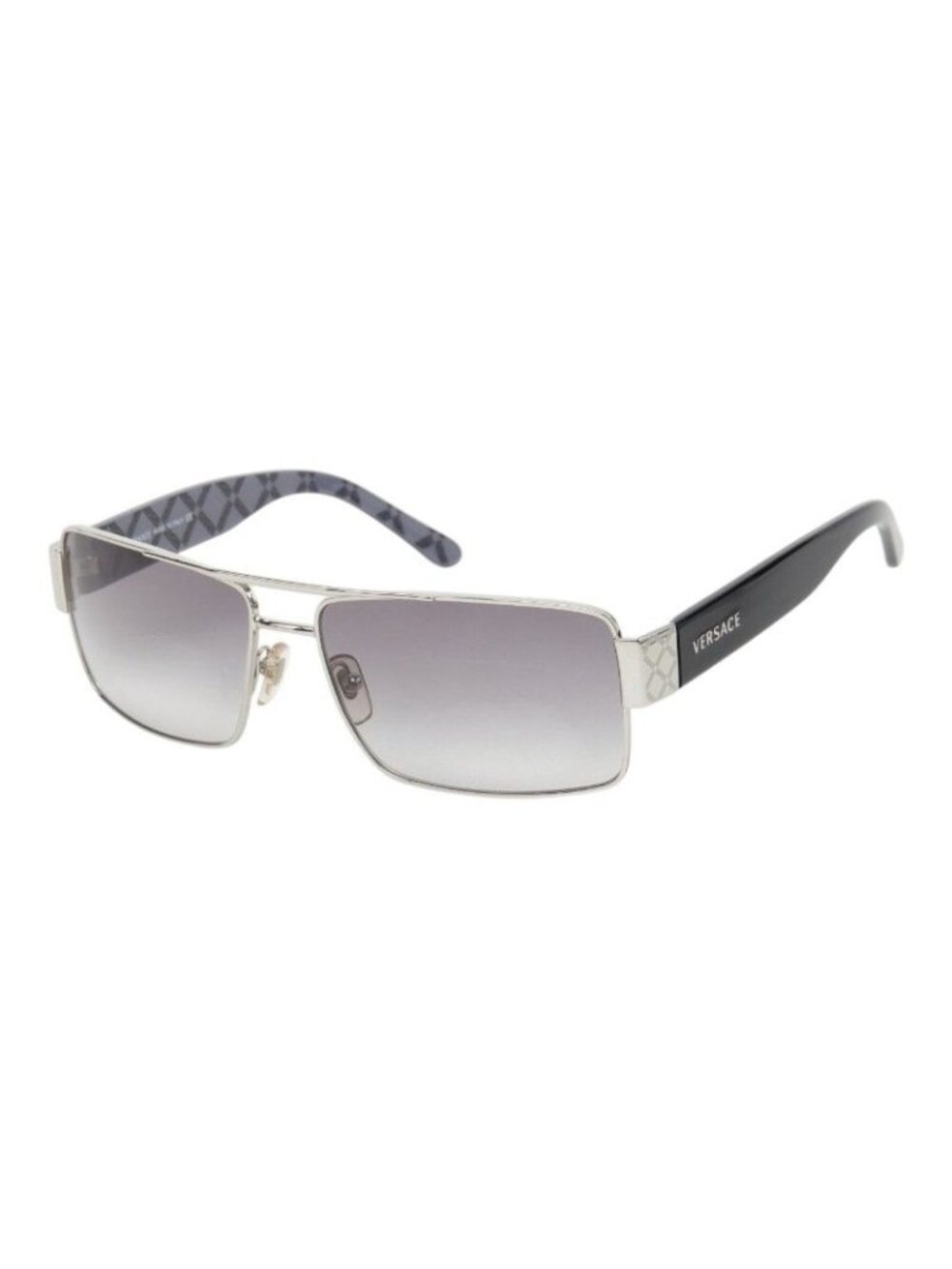 Versace Logo Sunglasses Black Silver Gray Acetate Metal Eyewear